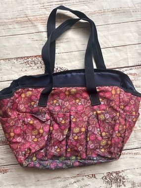 Floral Tote Bag in Burgundy Pink Craft Bag